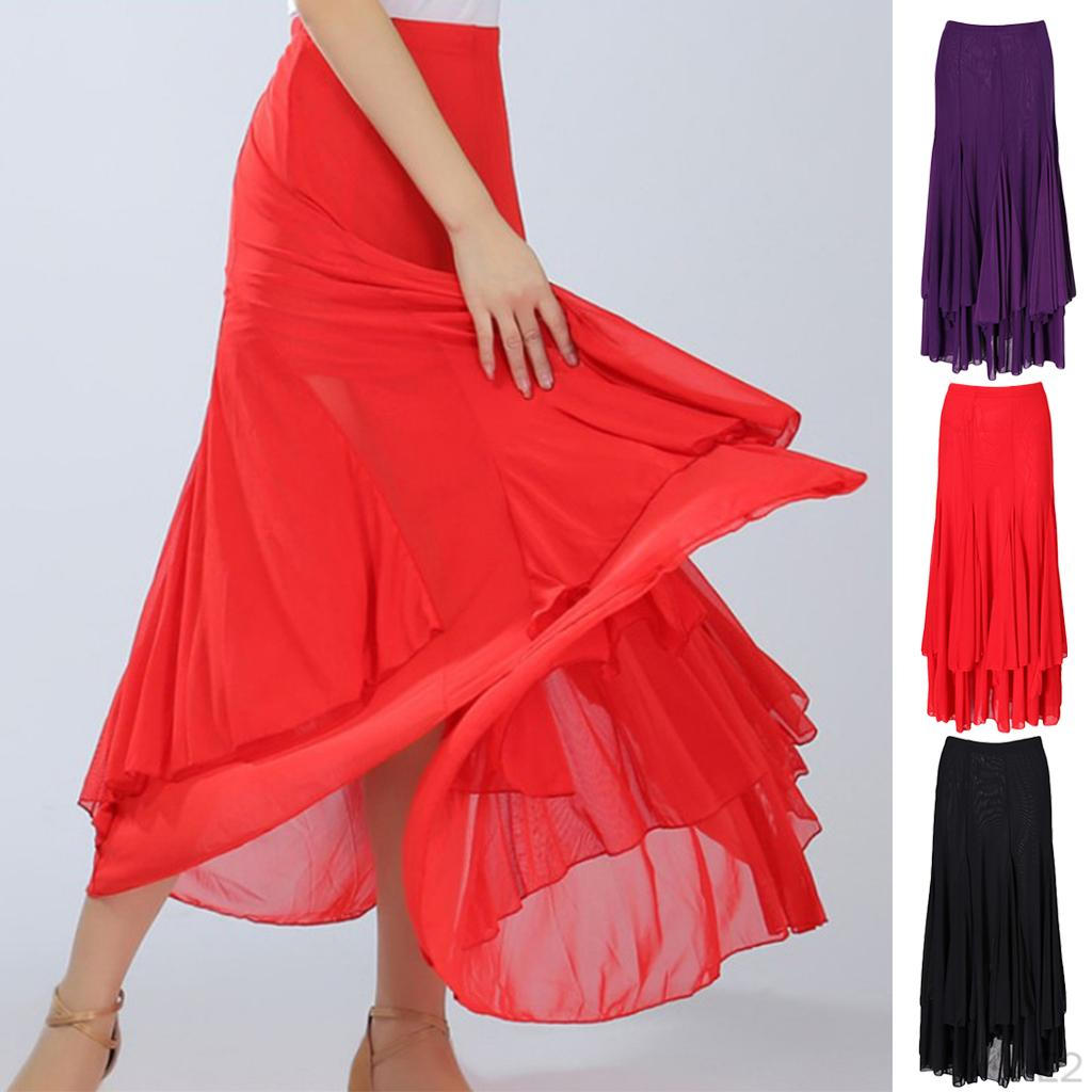 Lady Waltz Tango Smooth Mesh Ballroom Dance Costume Maxi Dress