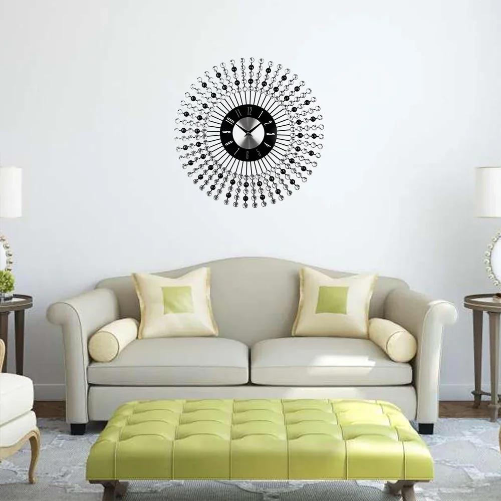 Luxury Design Large Wall Clock Diamond Metal Art Clock Duvar Saati Murale Reloj Mural Morden Design For Home Decoration K3X7D4