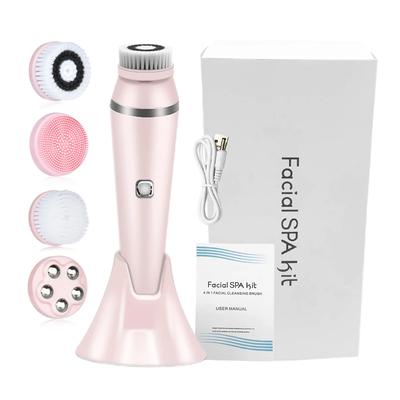 4 in 1 Detergente Viso Elettrico Massaggio Lavaggio Macchina per la Pulizia del Viso Rotante Automatica Rimozione Impermeabile Pori Esfoliante Punti Neri
