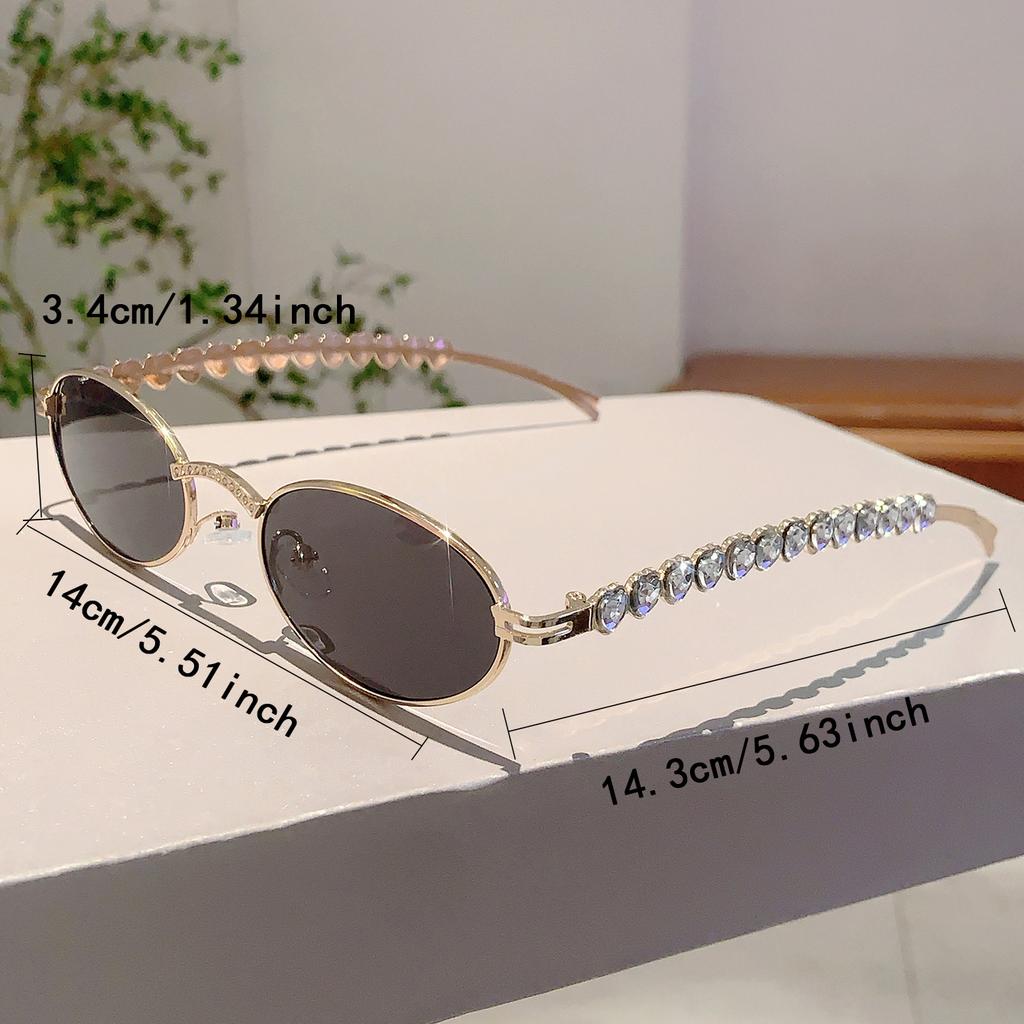 Modne Serce Cyrkonie Błyszczące Odcienie Luksusowa Marka Metalowe Damskie Dekoracyjne Okulary Przeciwsłoneczne Vintage Owalny Design Damskie Okulary Przeciwsłoneczne