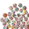 100Pcs Flower Print Wood Buttons 2 Holes Scrapbook Clothing Sewing DIY