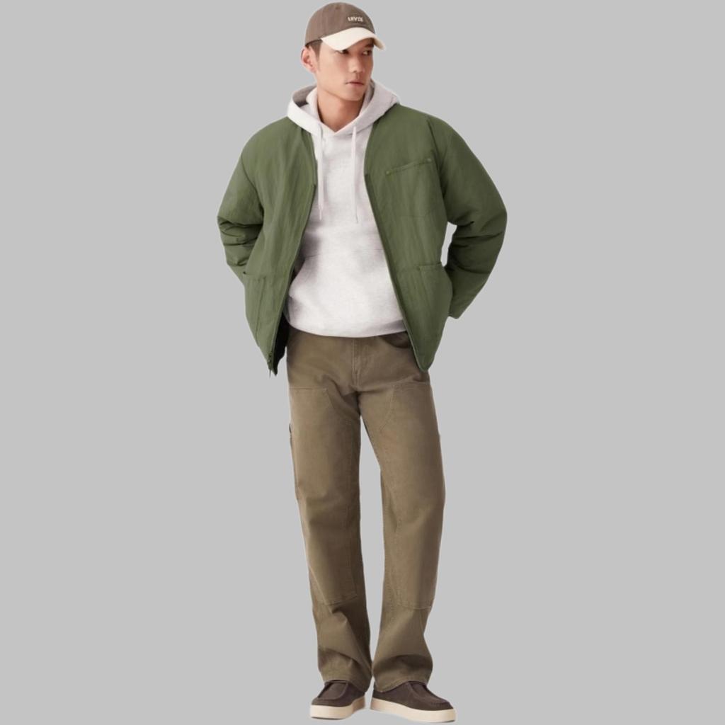 Levis Loose Faux Shearling Reversible Long Sleeve Jacket Men Jackets Green 002PX-0001