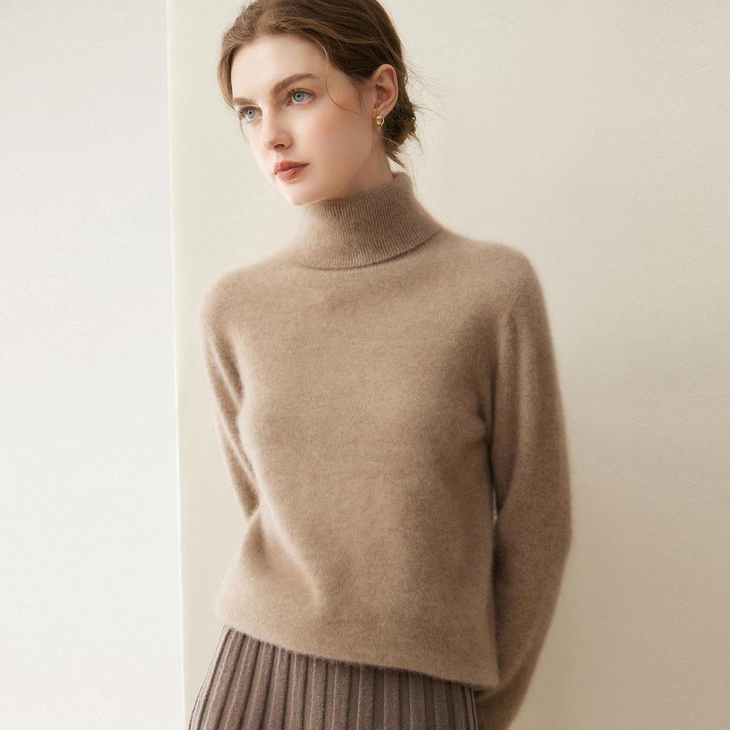Women's Pure Cashmere High Neck Sweater - 2026 Autumn/Winter Soft Loose Fit Knitwear