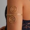 Gold Color Spiral Arm Cuff For Women Geometric Hollow Open Upper Arm Bracelet Trendy Line Metal Wristband Boho Jewelry For Party