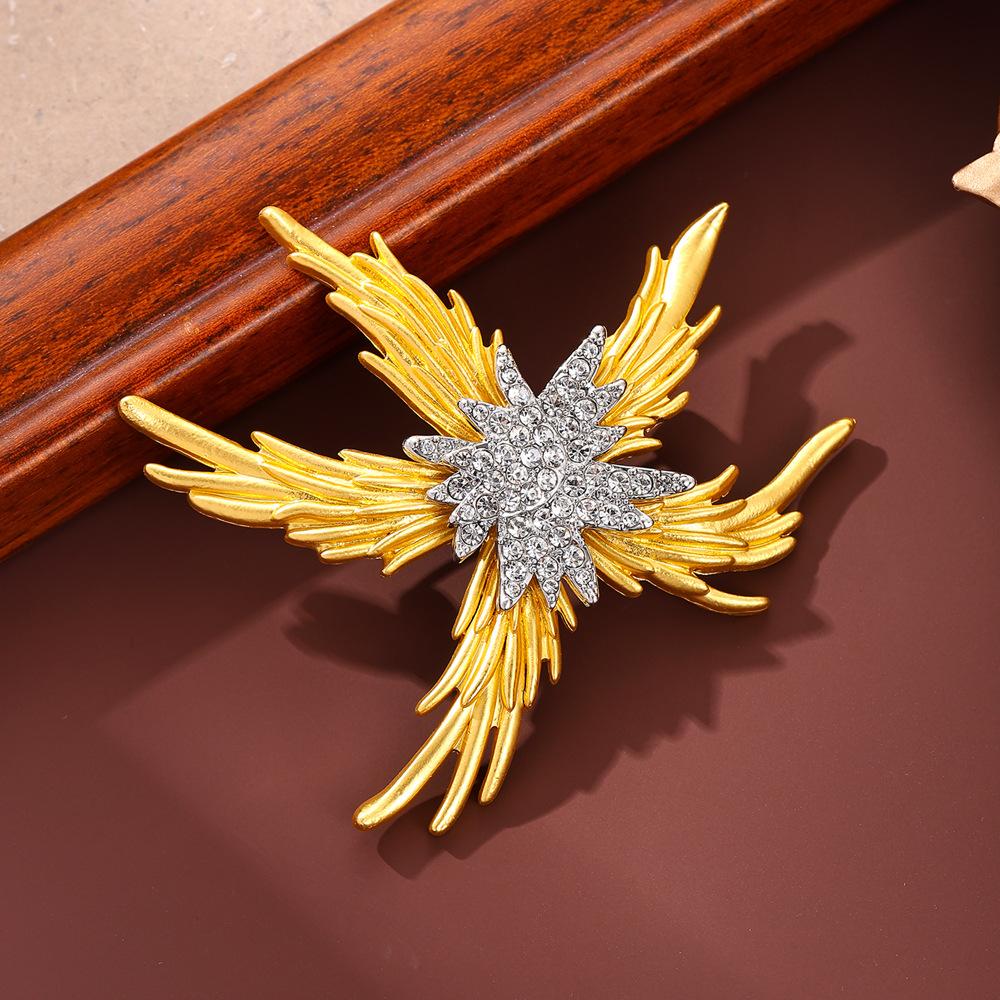 

Retro flame starfish brooch, marine life diamond studded high-end chest flower, suit shirt jacket collar needle