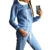 (S-5XL) Tuta da Jogging da Donna Taglie Forti 2 Pezzi Tute Monocolore Felpe con Cappuccio Foderate in Pile Set di Pantaloni