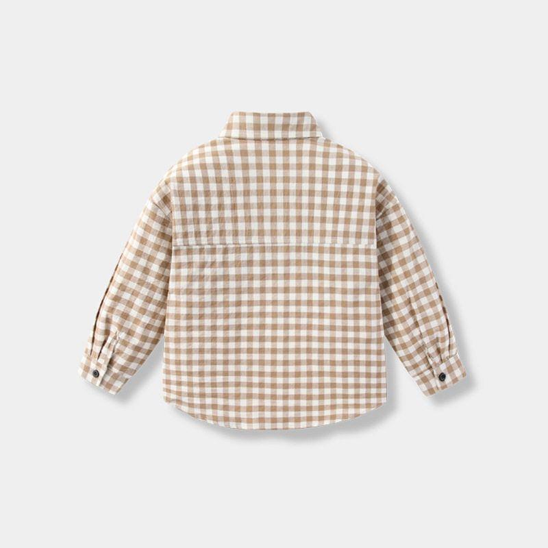Pure Cotton Kids Shirt Gingham Spring and Autumn Boys and Girls Shirt Long Sleeves Children Lapel Cardigan Casual Tops