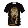 Summer Round Neck 3D Animal Cheetah Pattern Printed Top Fashionable Casual Short Sleeved Children's Boy T-shirts