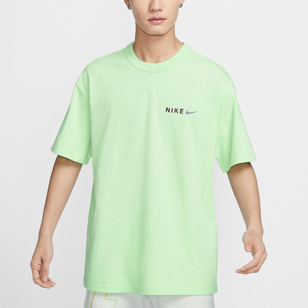 Nike Letter Logo Crew Neck Loose Casual Pullover Short Sleeve T-Shirt with Drop Shoulder Kids Tops Light-Green HF6172-376