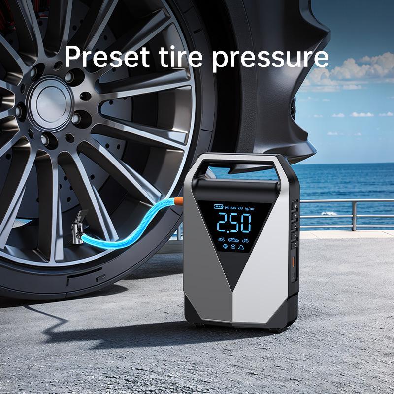 12000mAh High Capacity Multi-Function Car Jump Starter & Air Compressor, Emergency Battery Booster for Gas&Diesel Cars