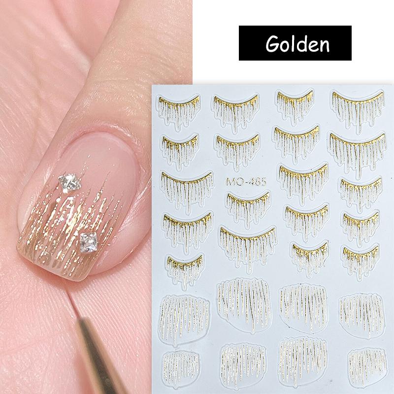 Glitter Starlight Rhinestones 5D Nail Stickers Gold Silver Bronzing Star Sun Adhesive Slider Nail Art Decorations Manicure Decal