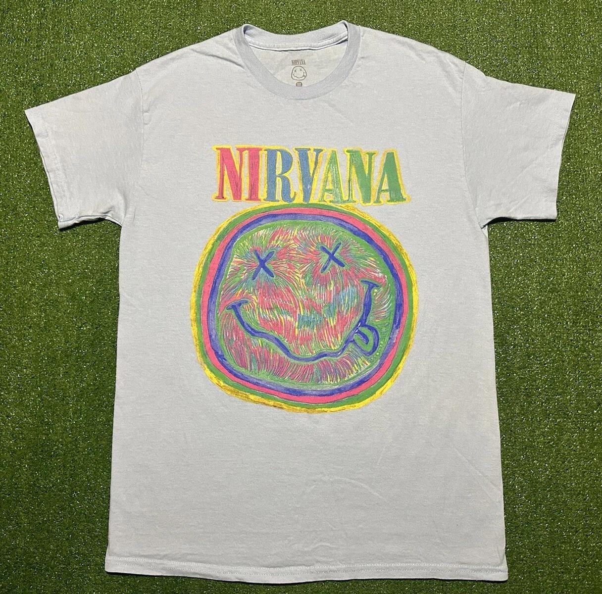 Nirvana Nevermind Smiley Double Sided T Shirt Adult Size Medium S