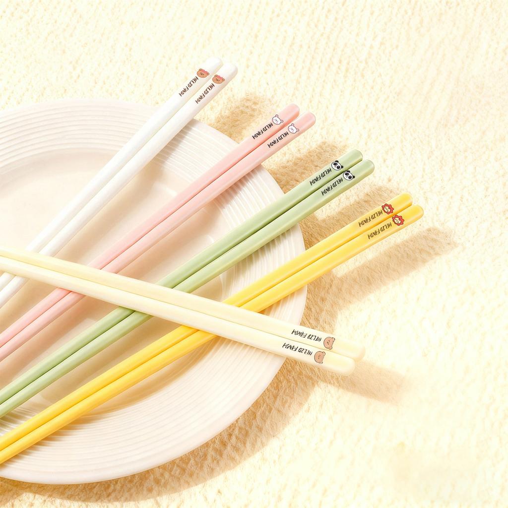 1/5 Pairs Reusable Ceramic Chinese Chopsticks Heat-resistant Anti Mold & Non-slip Sushi Sticks Chopsticks Kitchen Tableware