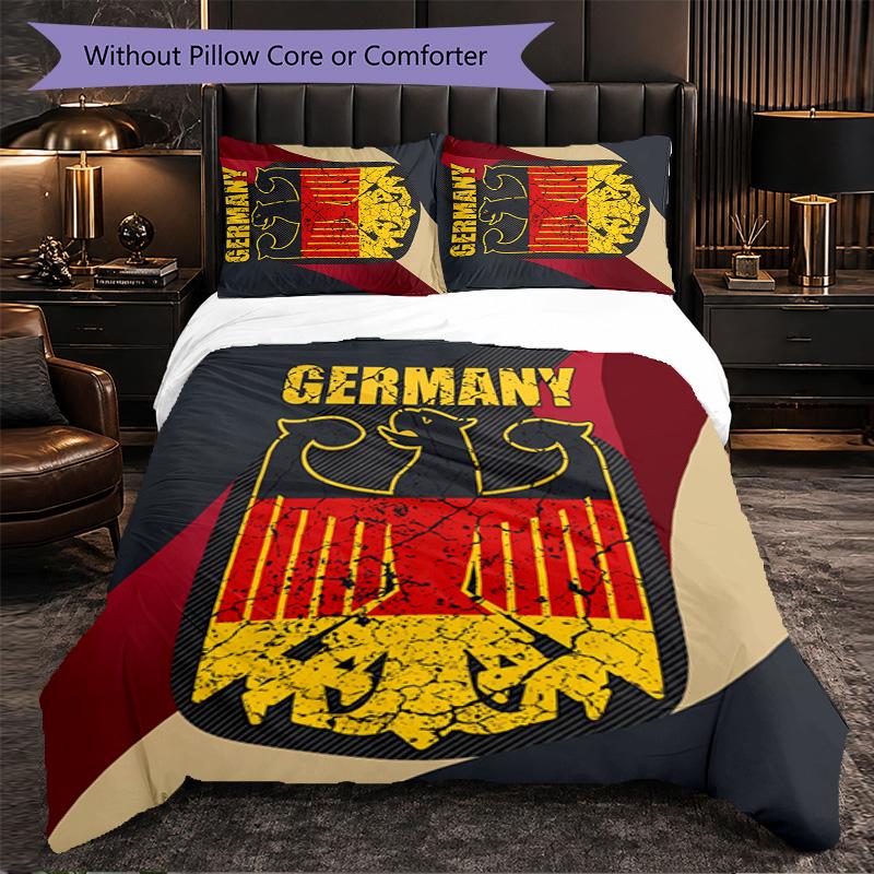 Germany Football Pattern 3 Pieces Bedding Set Soft Microfiber Duvet Cover with Pillow Cases for Bedroom