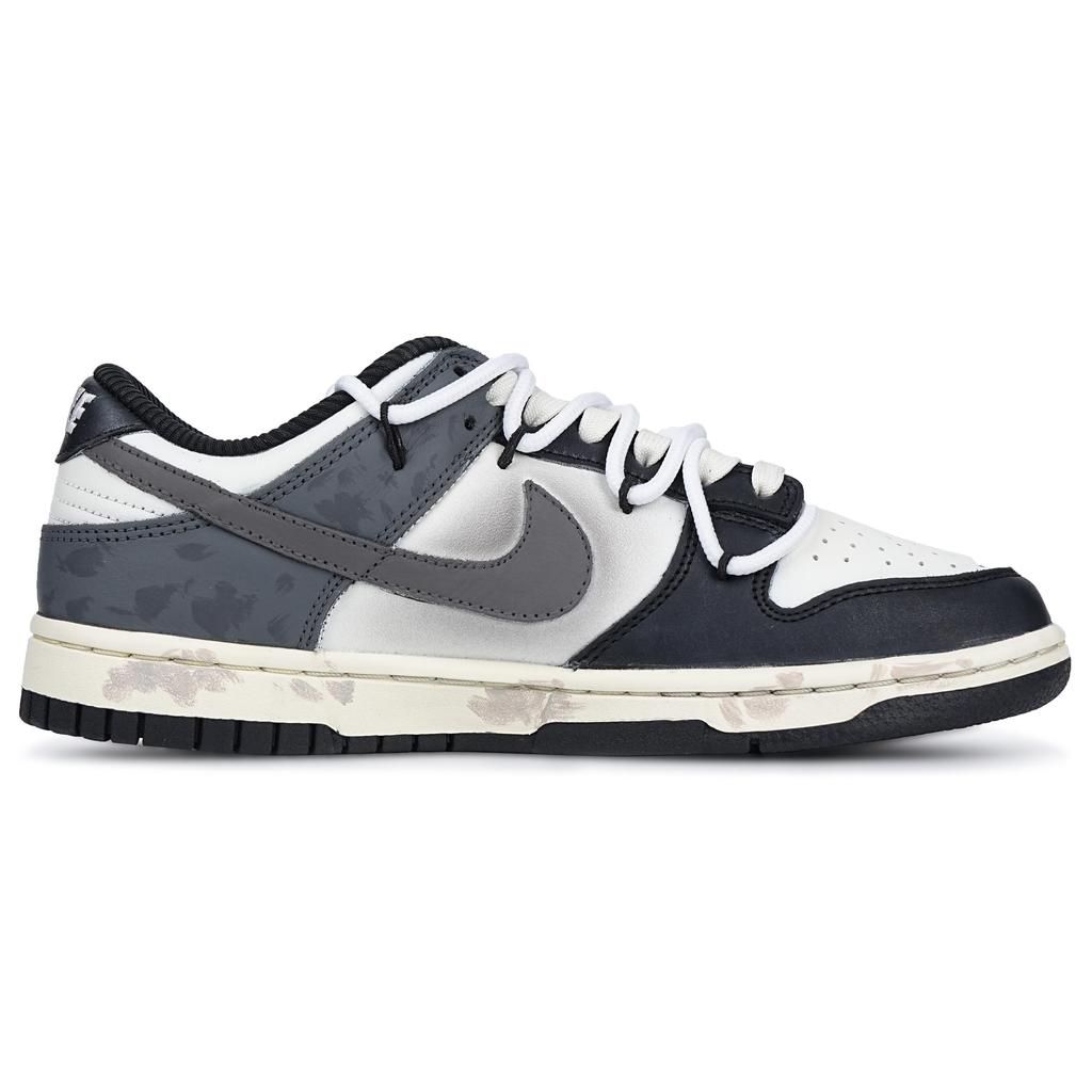 Nike Dunk Slip Resistant Cushioning Abrasion Resistant Low top Skateboard Shoes Women's Black White Gray FQ8899-100(Team237-)