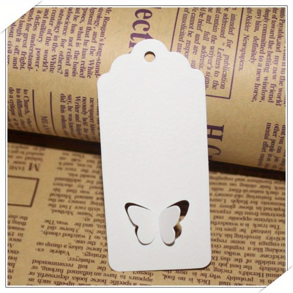 100Pcs Hollow Out Paper Gift Wrapping Tag Wavy Top Edge and Butterfly Wings Hollowed Out Hang Tags