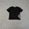 Unisex Cotton Short Sleeve T-Shirt With Embroidered Cherry Blossom Design Loose Fit Round Neck Tee Casual Wear