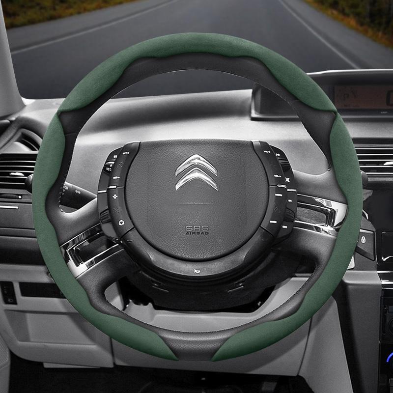 Suitable for Citroen Anti-Slip Buckle Segmented Suede Steering Wheel Cover, Anti-Slip and Durable, for C3 C4 X Berlingo C5 Aircross Jumper Spacetourer