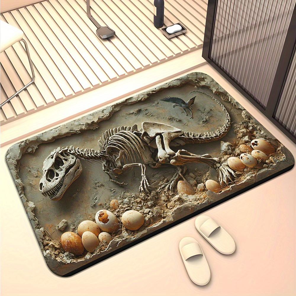 

3D Dinosaur Illusion Mat - Absorbent Fossil Design Rug for Bedroom Living Room Bathroom, Dinosaur Room Holiday Decor Carpet 40x60cm