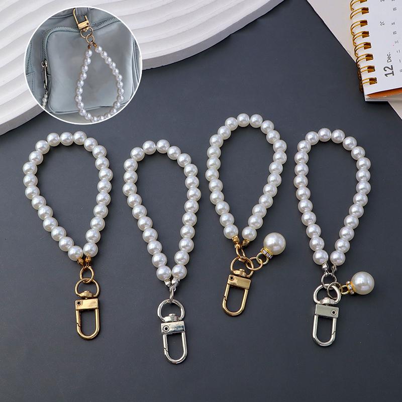 Simulation Pearl Keychains For Aorpods Bag Car Pendant Beaded Key Simple Decoration For Women Mobile Phone DIY Jewelry Decor