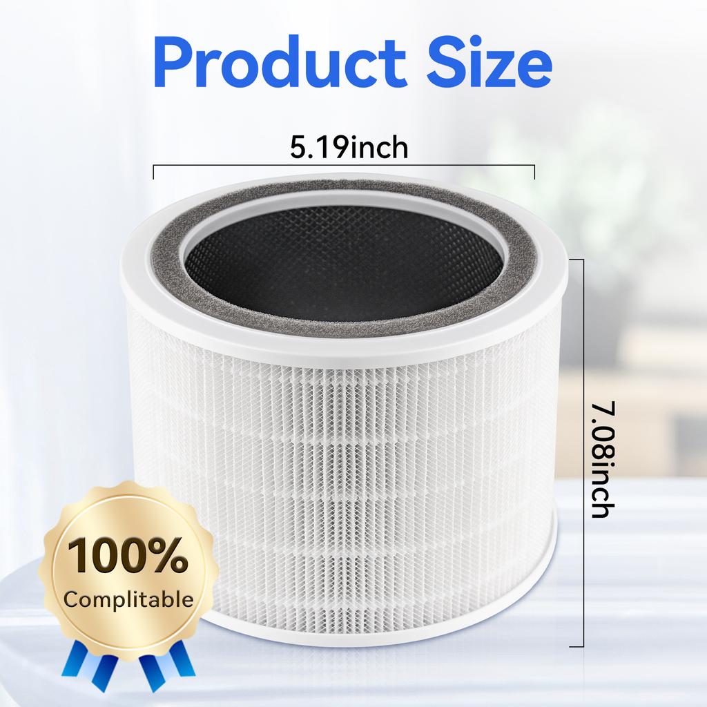3-in-1 True HEPA H13 Replacement Filters Compatible with LEVOIT Core 200S Air Purifier, Core PM2.5  Air Purifier Filter