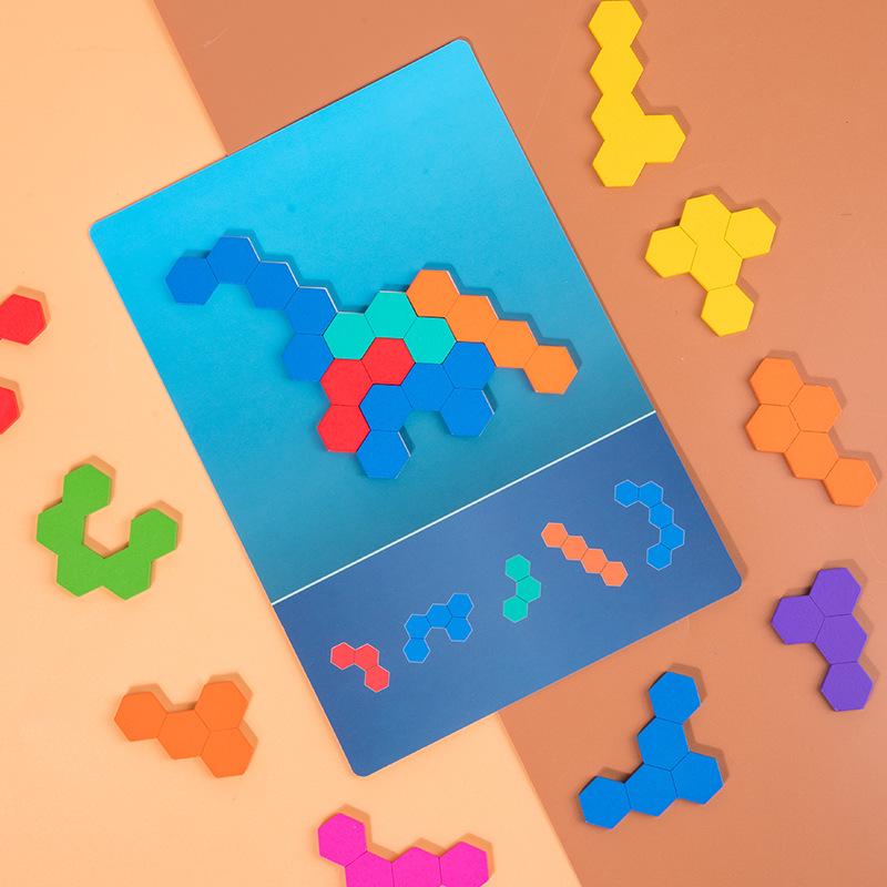 Children's Wooden Tetris Puzzle - Educational Toy for Early Learning and Logical Thinking