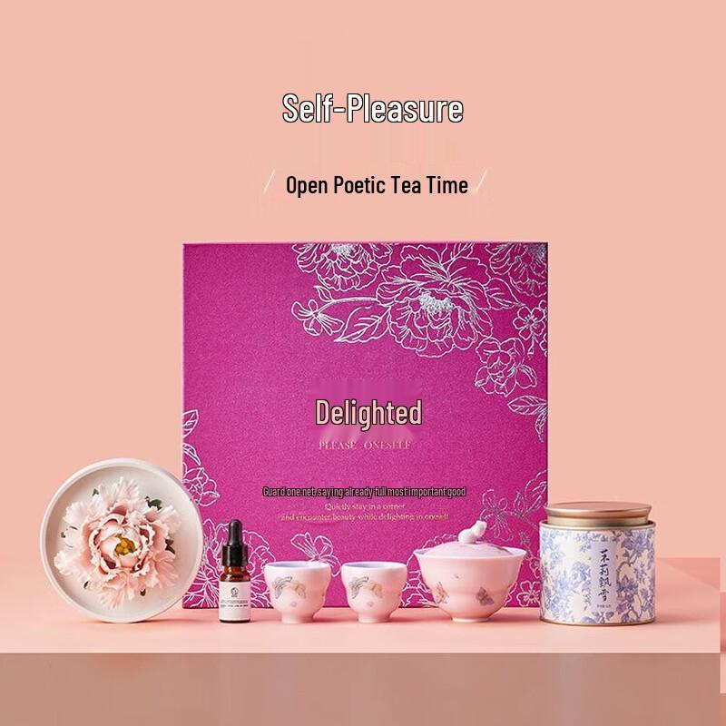 Elegant Ceramic Tea Set with Hand-Painted Gaiwan