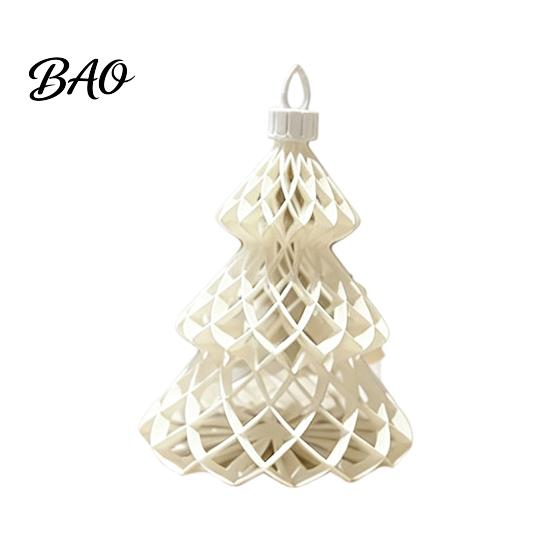 Lightweight 3D Christmas Tree Decor Printed Ornament, Honeycomb Origami Hanging Decoration Modern Xmas Window Decorations for Holiday Party