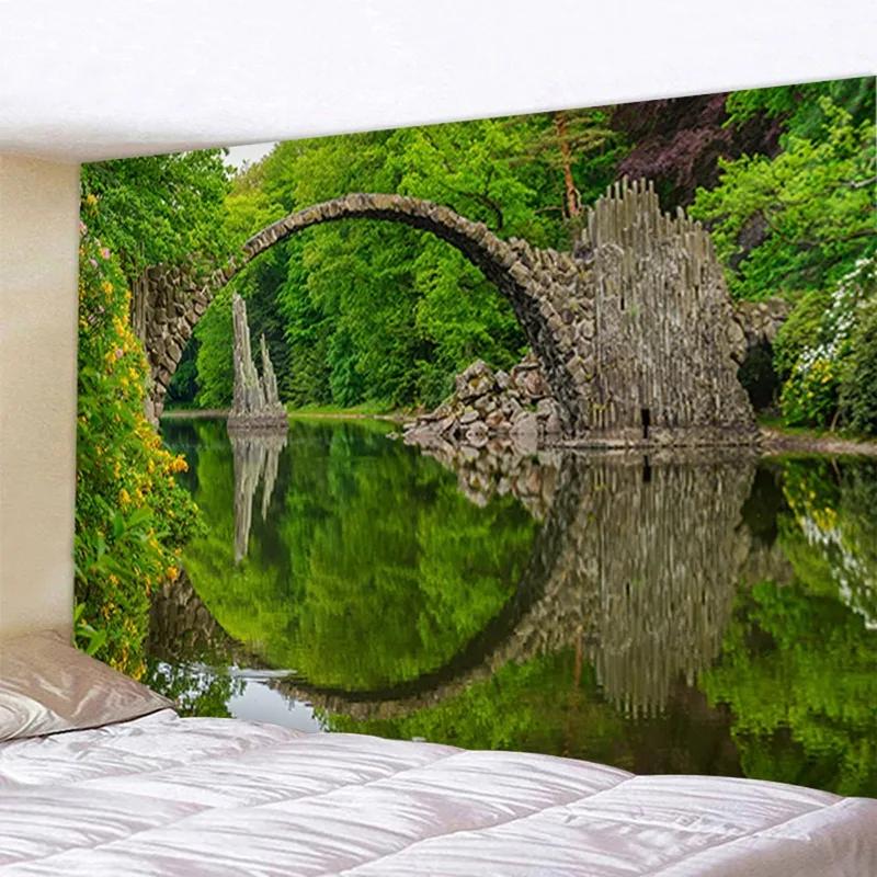 

Главная Настенное украшение Гобелен Фэнтези Каменная арка Мост Пейзаж Фон Офис Гостиная Гобелен 100x75cm