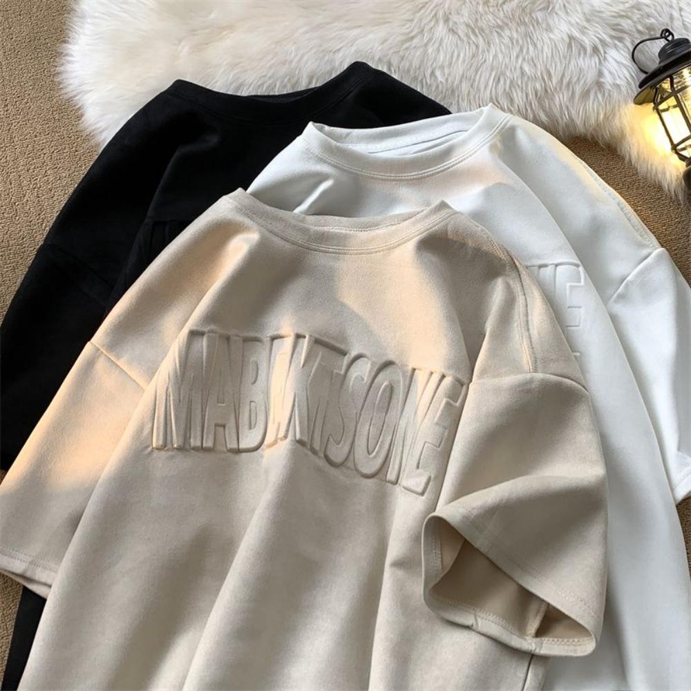 

Замшевая футболка мужчины лето ретро с короткими рукавами прилив бренд тренд оверсайз повседневный все матч y2k топы мужская одежда харадзюку футболка футболки для женщин