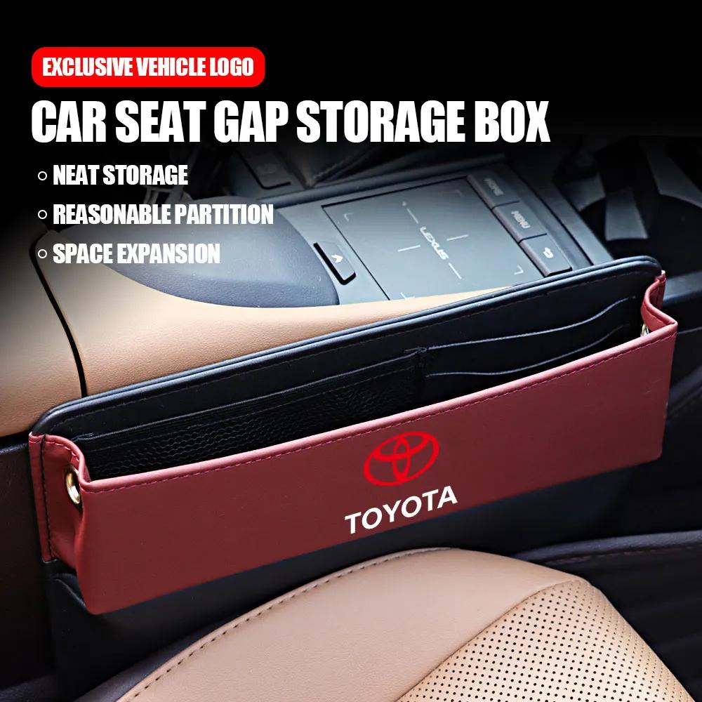 Leather Car Seat Gap Organizer Crevice Storage Box Bags Car Goods For Toyota Prado Rav4 Yaris Hilux Prius Avensis Corolla Camry