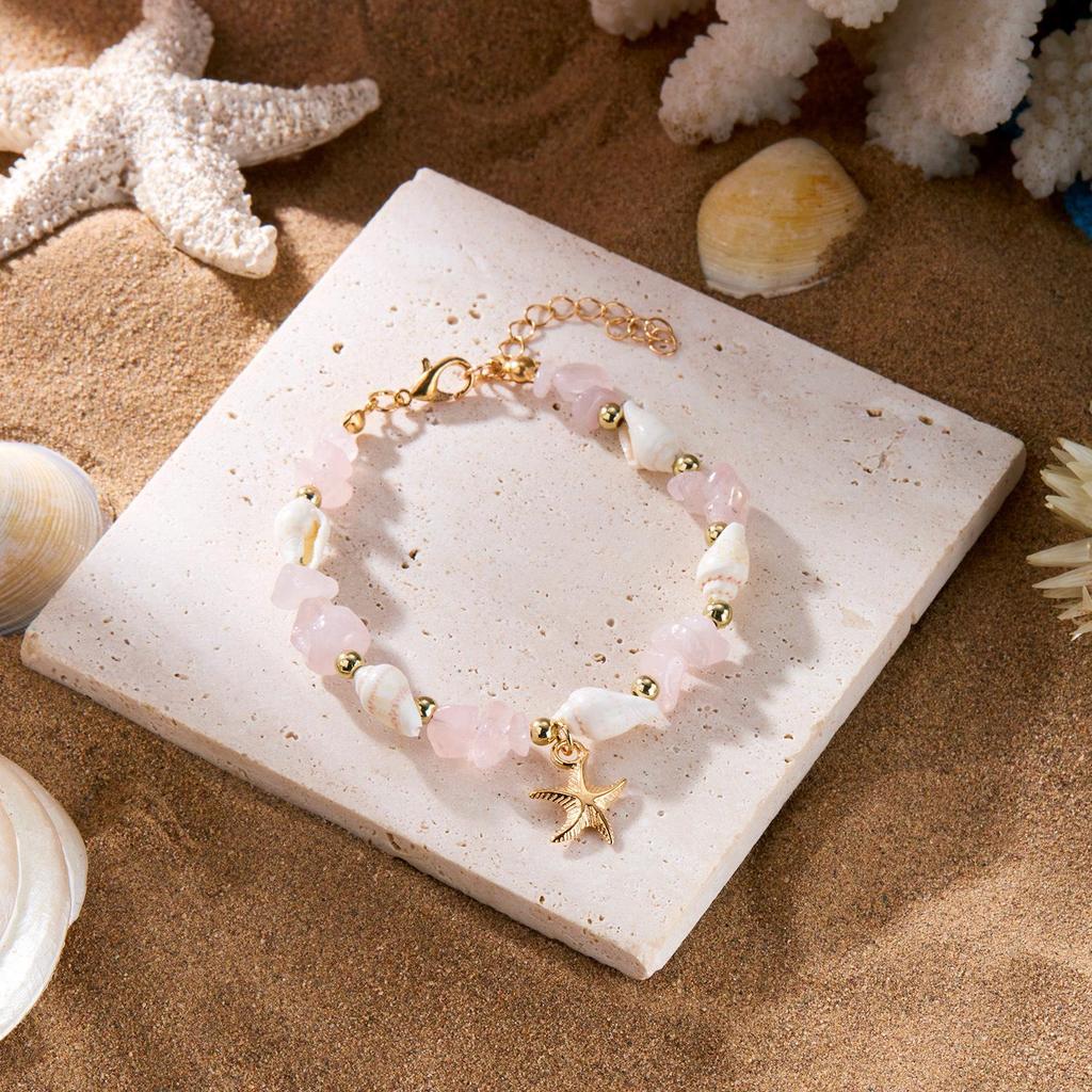 Bohemian Ocean Starfish & Seashell Bracelet for Women: High-End Dopamine Design