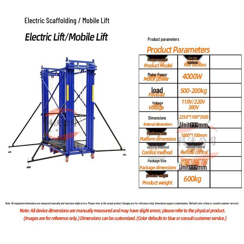 Foldable Remote-Control Electric Lifting Platform - Portable, Small, Movable Scaffold for Cargo, Hand, and Foot Operation