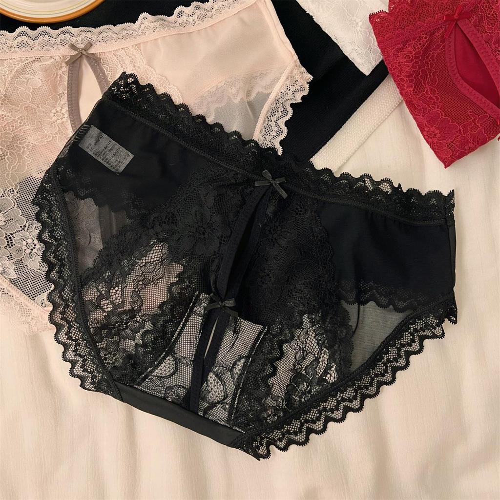 French Satin Lace Panties - Sheer, Seamless, Sexy Thongs for Women