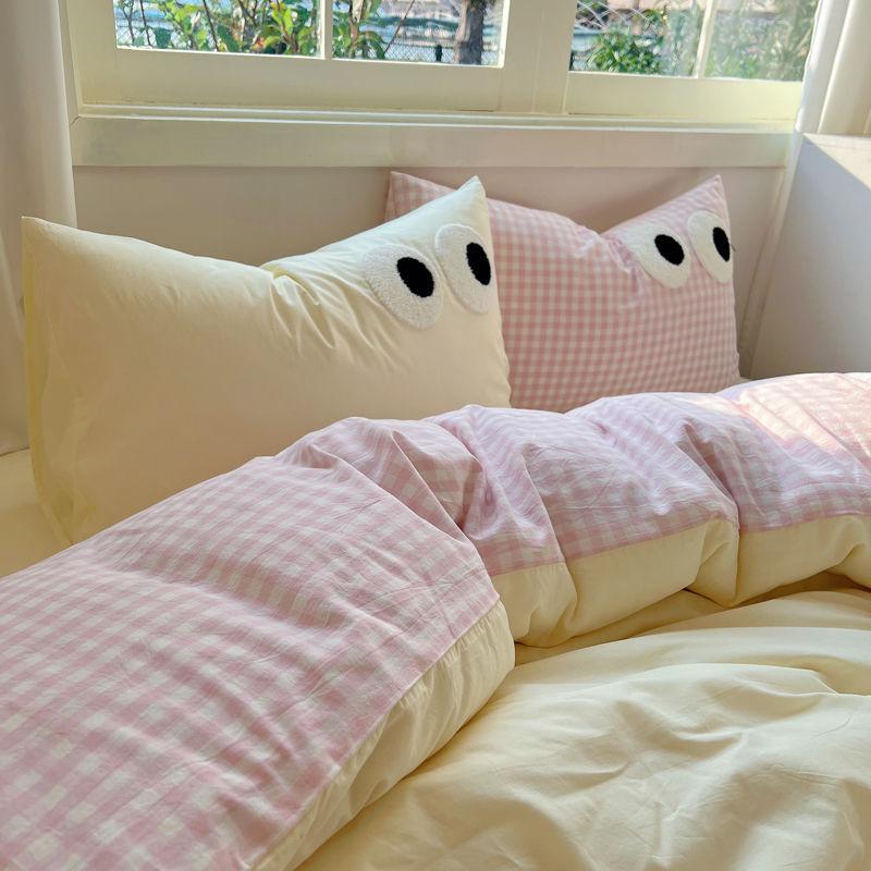 Cotone Lavato Set Letto Quattro Pezzi Vento Mix and Match Lenzuolo Copripiumino Kit Letto Tre Pezzi per Dormitorio