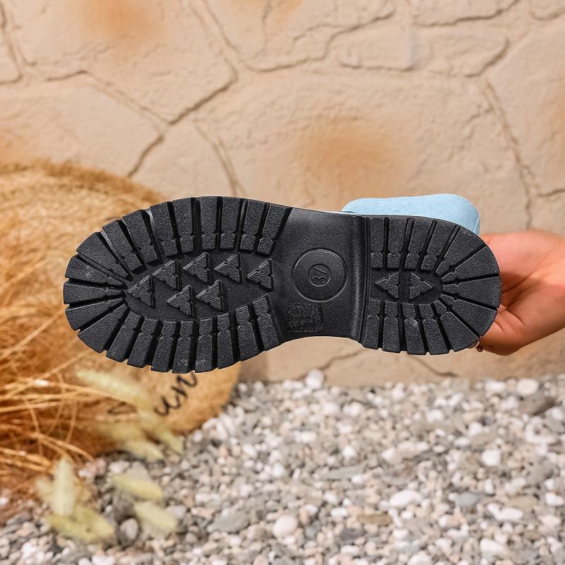 Dámské džínové kotníkové boty se silnou podrážkou 2025 podzimní móda batikované se zipem na boku westernové kovbojské boty dámské platformové boty plus size