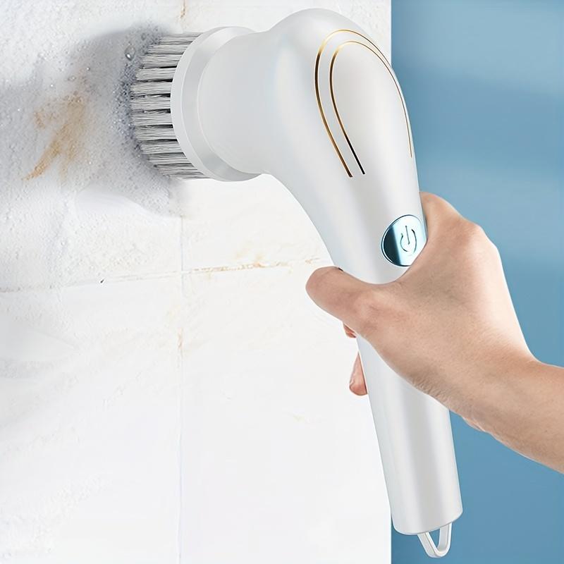 1Set, Electric Scrubber With 5 Replaceable Brush Heads, Portable Spin Scrubber, Cordless Handheld Cleaning Brush For Bathroom/Tub/Floor/Kitchen