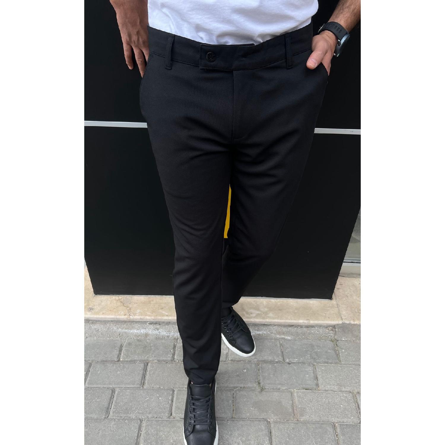 

Men s Slim Fit Black Fabric Trousers 29 сірий колір