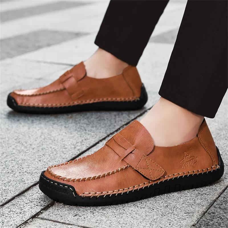 Size 48 Men's Shoes High Quality Handmade Leather Men's Shoes Cozy Slip on Flats Men Loafers Outdoor Casual Shoes Zapatos Hombre