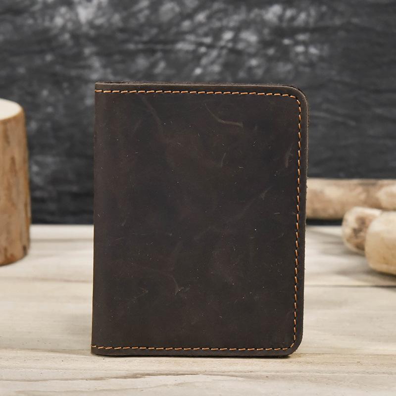 Leather Card Holder, Simple Leather Short Wallet, Ultra-Thin Men'S 20% Off Card Bag, Crazy Horse Leather Small Wallet.