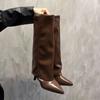 New Western Cowboy Boots Women Fashion Slip-On Long Pipe Boots Female Sexy Thin High Heel Trend Knee High Botas