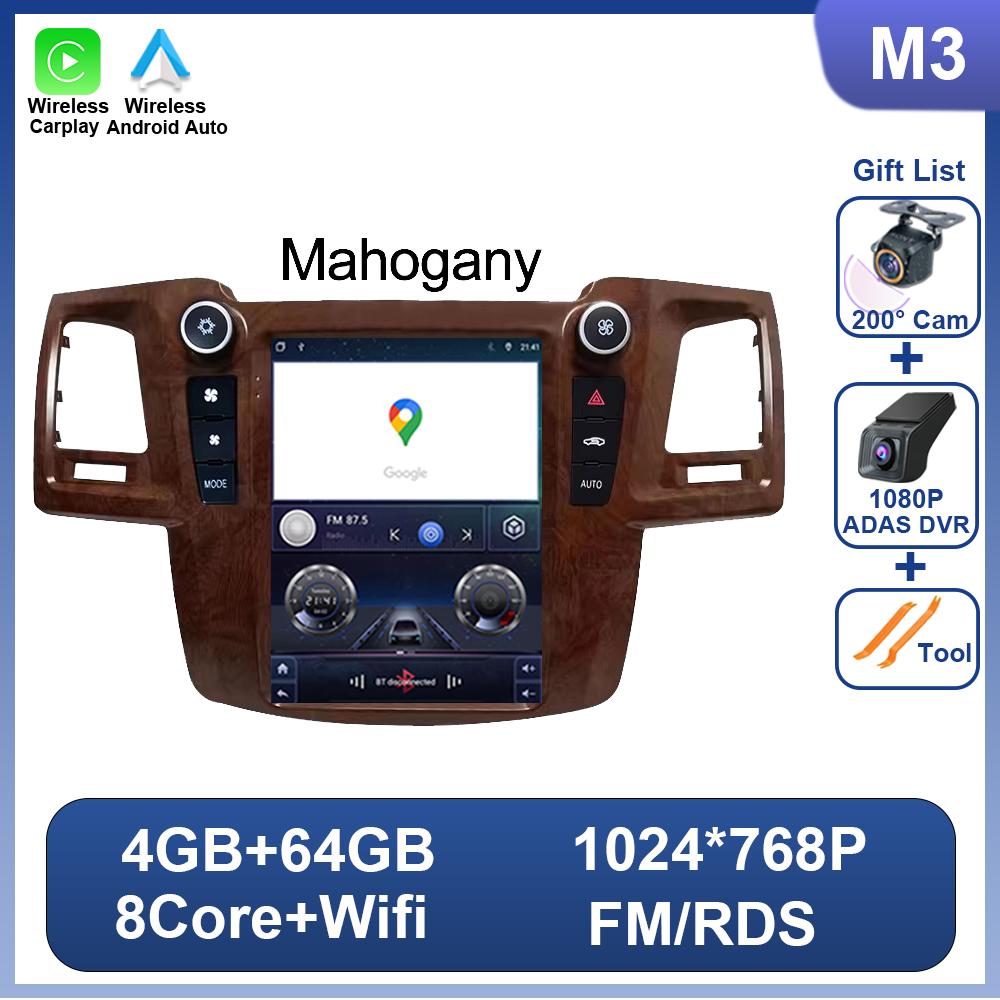 9.7 Inch For Toyota Fortuner Hilux MT Revo 2005 - 2015 For Tesla Style Car Radio Multimedia Video Player 2 Din Android 14 DSP