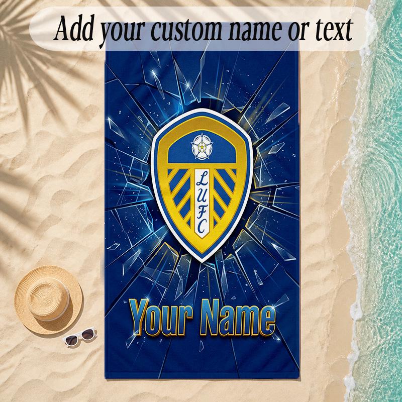 Beach TowelLeeds United Custom Name Text Personalized Soft Towel for Beach Pool Indoor Home Decor Gift