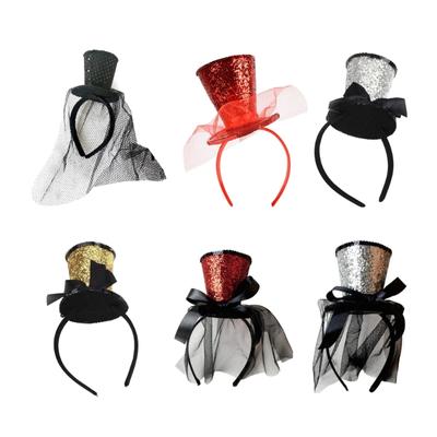 Mini Top Hat Decor Headband Festival Hair Hoop Xmas Performances Adult Headpiece Halloween Party Costume Prop Unisex