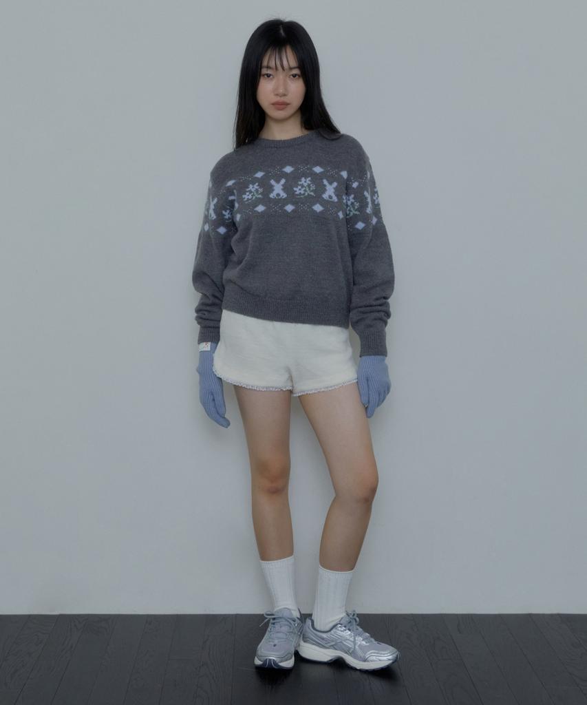 MARGARIN FINGERS Rabbit Wool Sweater (Grey)