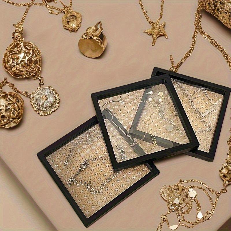 6set Crystal-Clear Jewelry Display Cases Black Frame Resistant To Dust Oxidation Storing Necklace Ring Lipstick Magnetic Closure