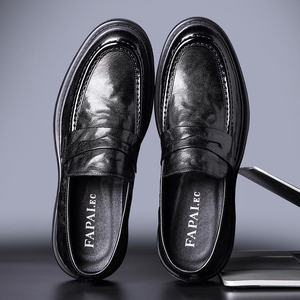 Leather Shoes Men's Business Leather Casual Leather Shoes Spring New One-pedal Black Leather Shoes Commuter Men Loafers Men