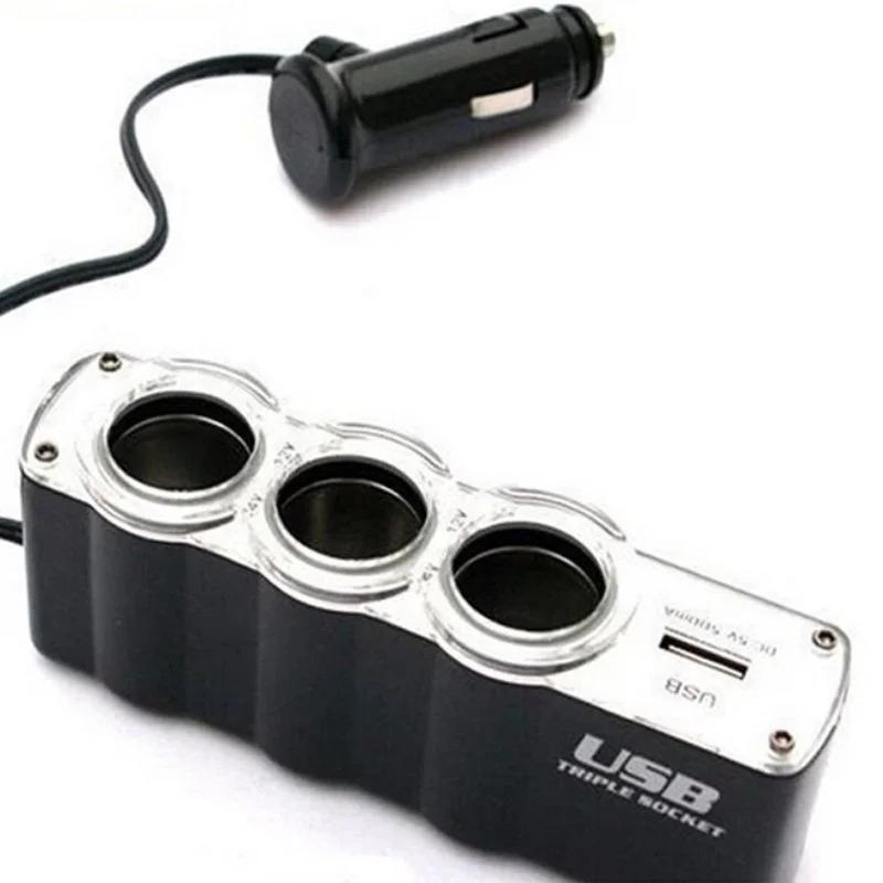 12V/24V Auto Zigarettenanzünder Splitter Autoladegerät Auto Power DC Outlet Adapter mit USB Ladeanschluss für Handyspiel