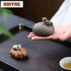 Yixing Zisha Water Spray Stone Frog Tea Pet Ancient Flowerpot Landscaping Tea Figurine Play Toys Tea Statue Ornaments Gift Craft