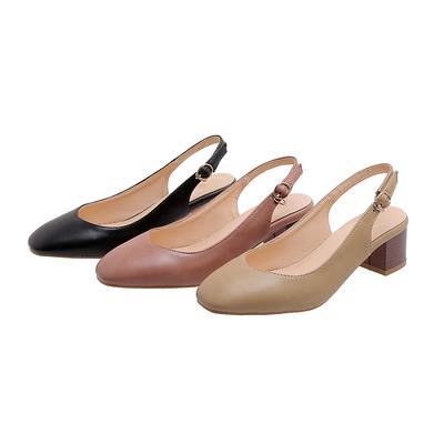 Sandales à talons bas pour femmes printemps et été polyvalentes simples à talons épais grande taille sandales à bout fermé